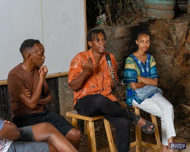 Young filmmakers speaking during a festival discussion